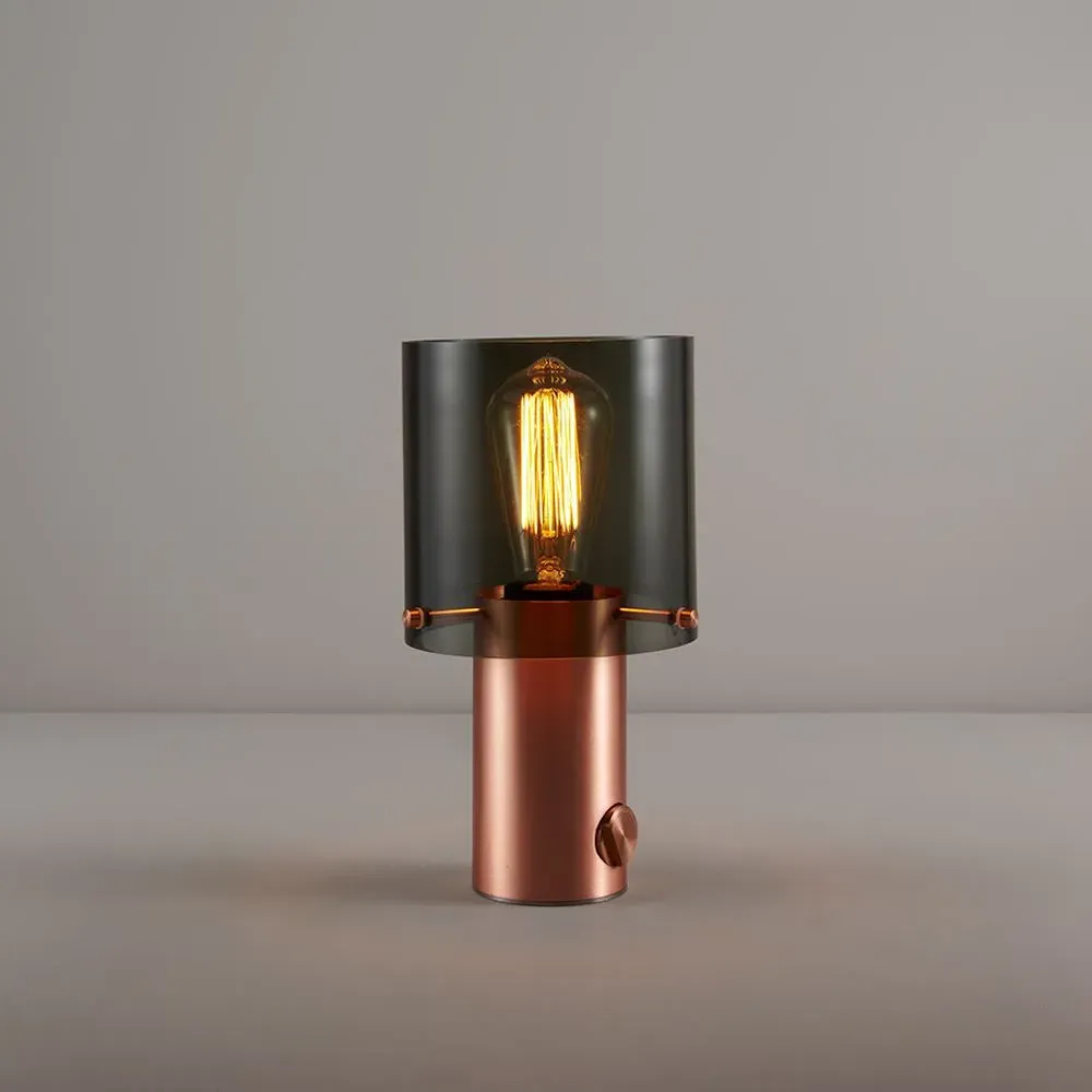 Small Table Lamp with Dimmer - Anthracite, Copper