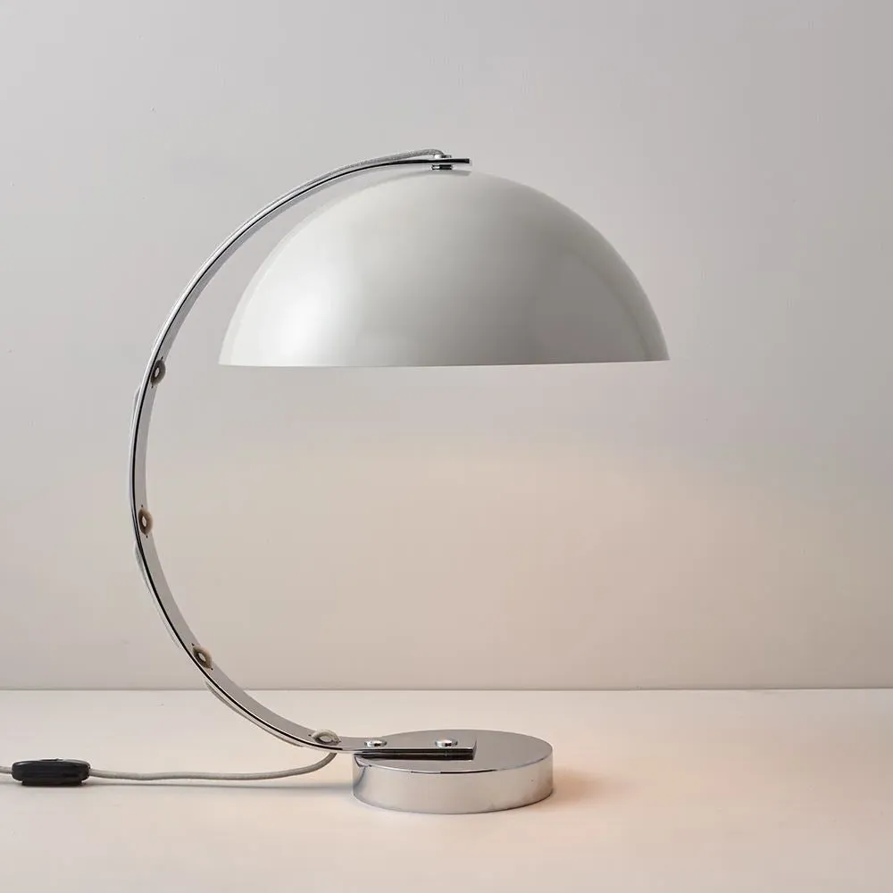 Table Lamp with Chrome Base - Yellow, Aluminium