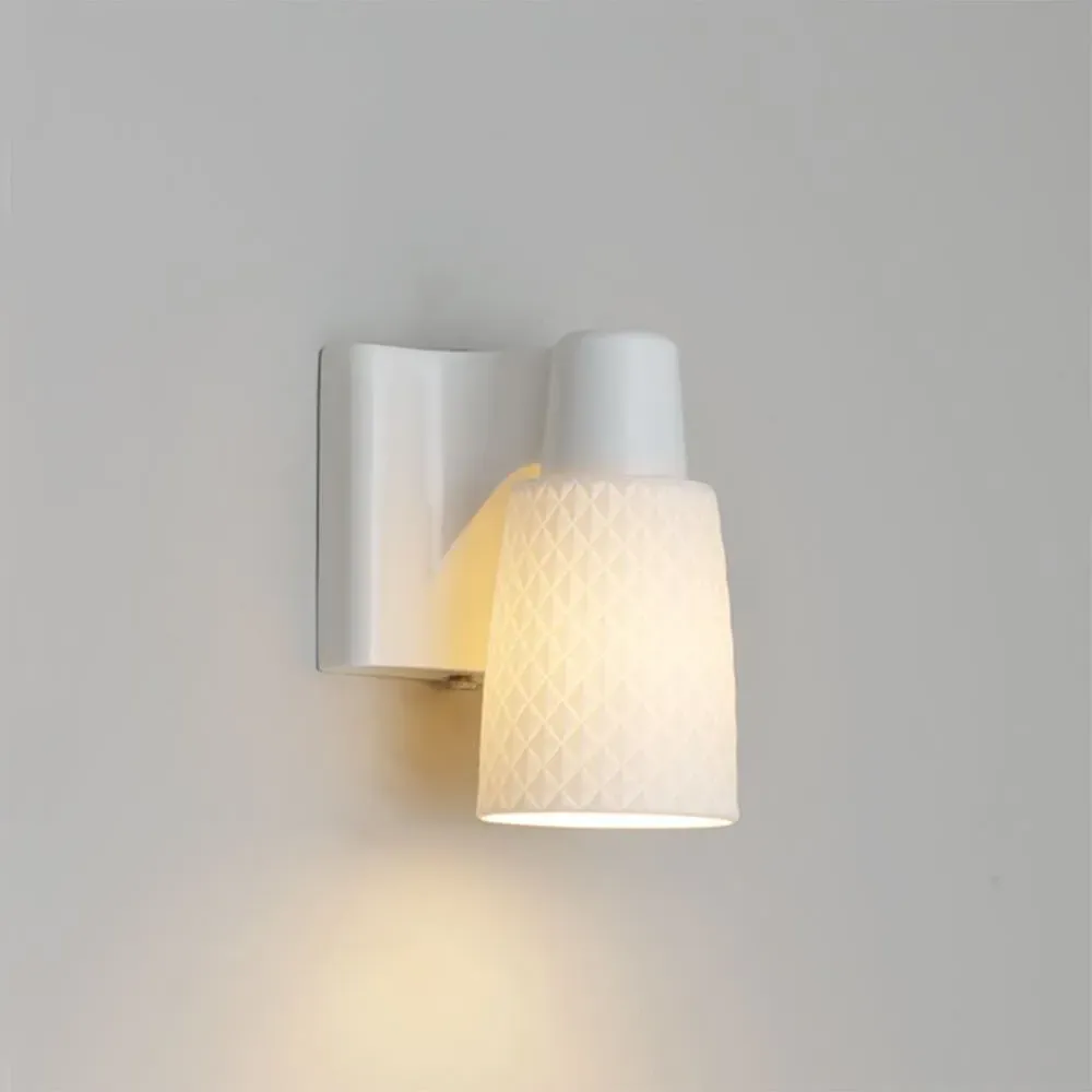 Wall Light Pitched Shade - Brass, Bone China