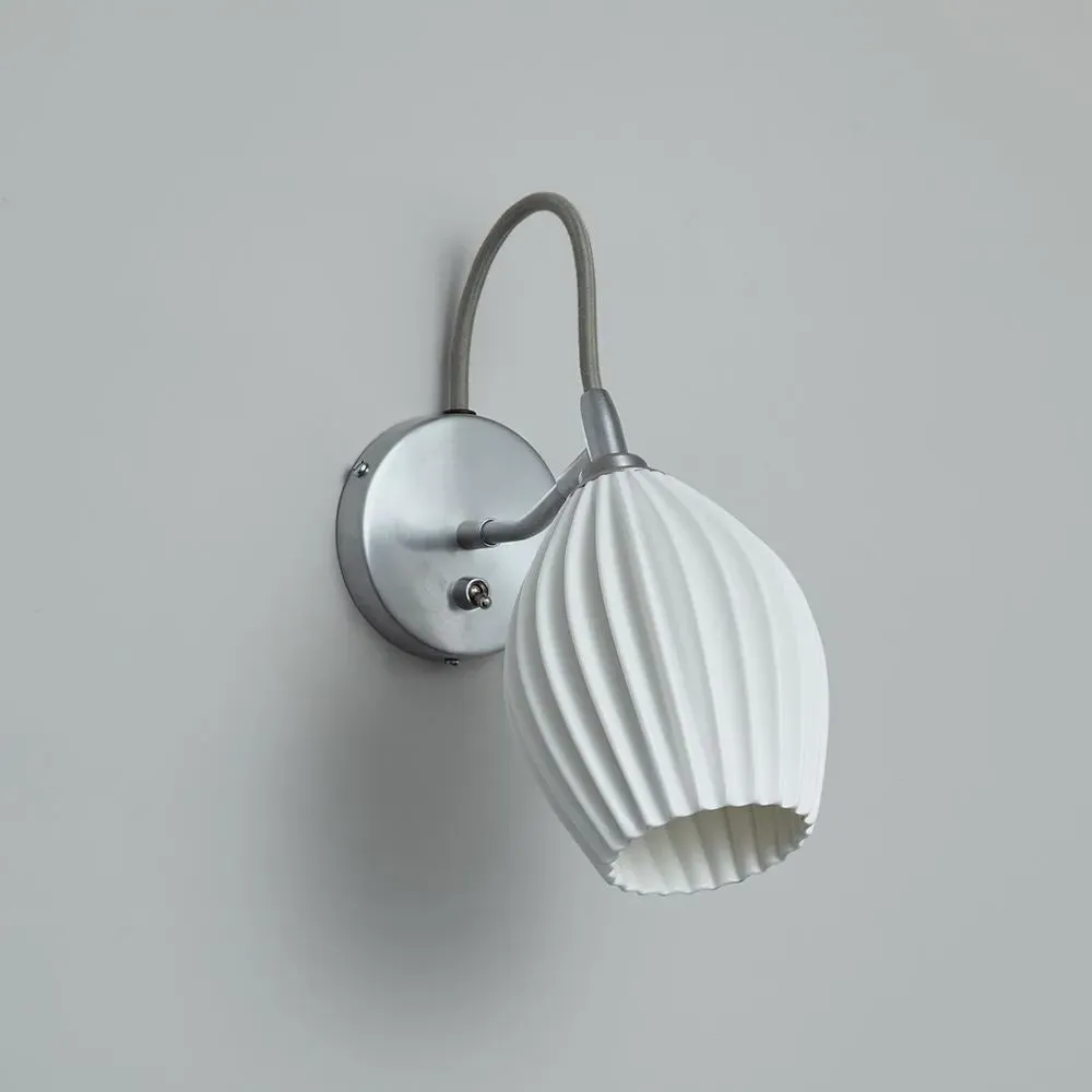 Wall Light with Angled Plate - White, Bone China