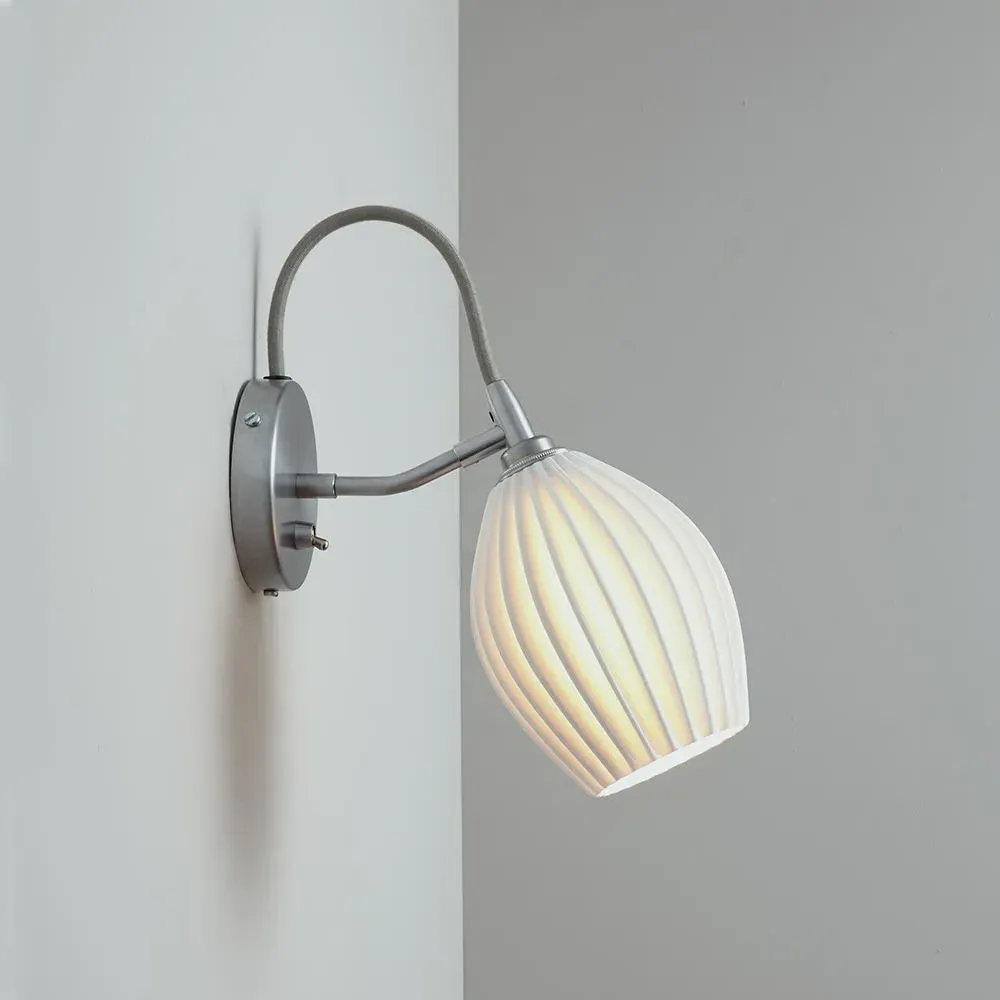 Wall Light with Angled Plate - White, Bone China