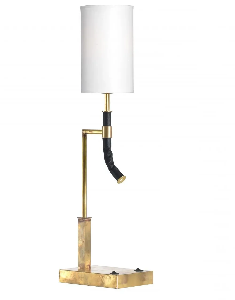 Adjustable Table Lamp with Leather Arm - Brass image