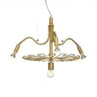 Chandelier with Glass Holders - Brass, Crystal
