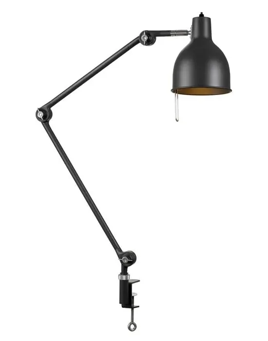 Clamp Table Lamp with Cord - Black