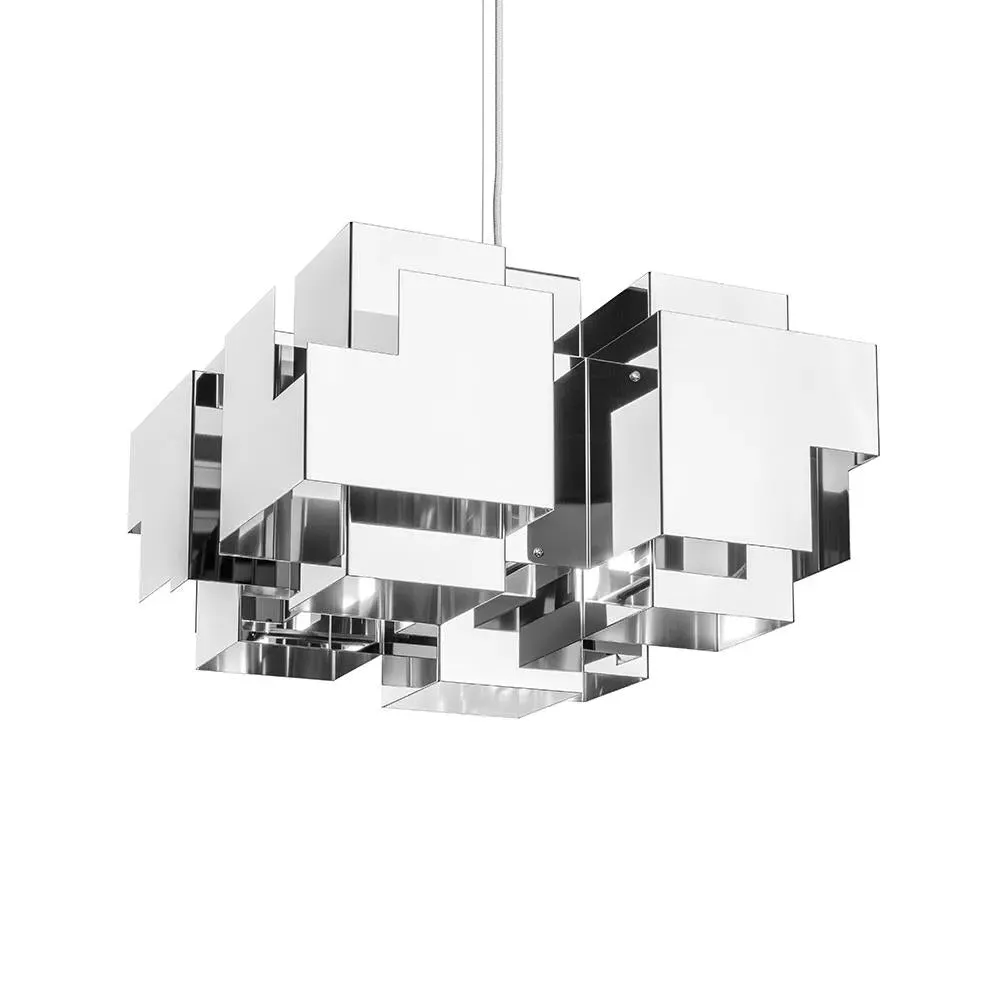 Large Pendant Light - White, Crystal