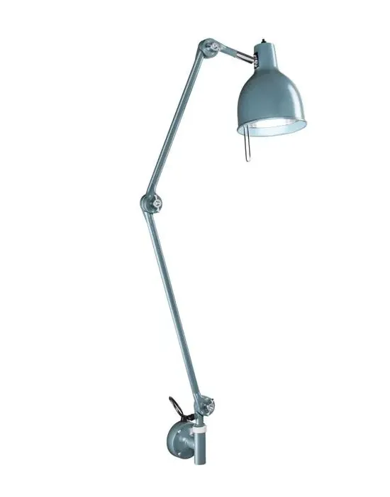 Long Wall Light Hardwired - Misty Blue, Metal