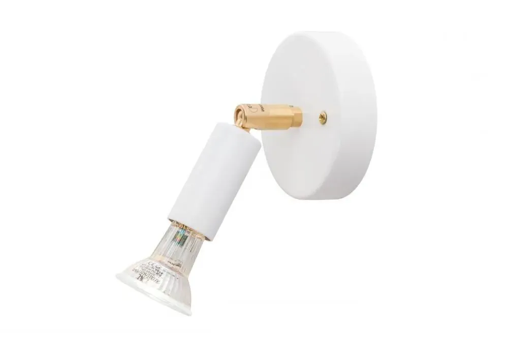 Single Spotlight with Dimmer - White, Brass image