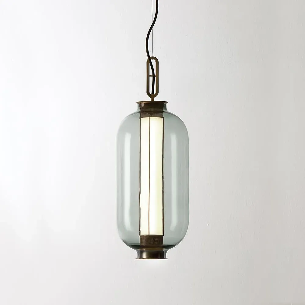 Pendant Light with LED Column - Grey, Glass
