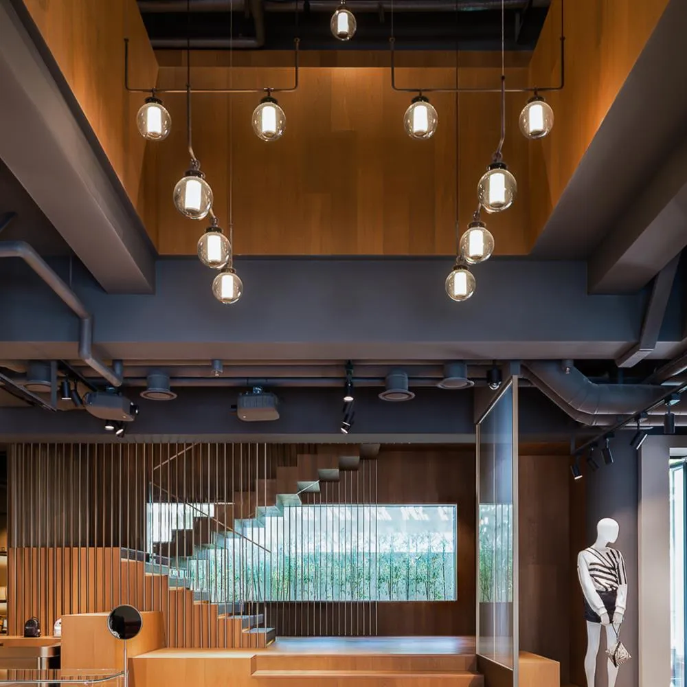 Pendant Light with LED Strip - Grey, Glass