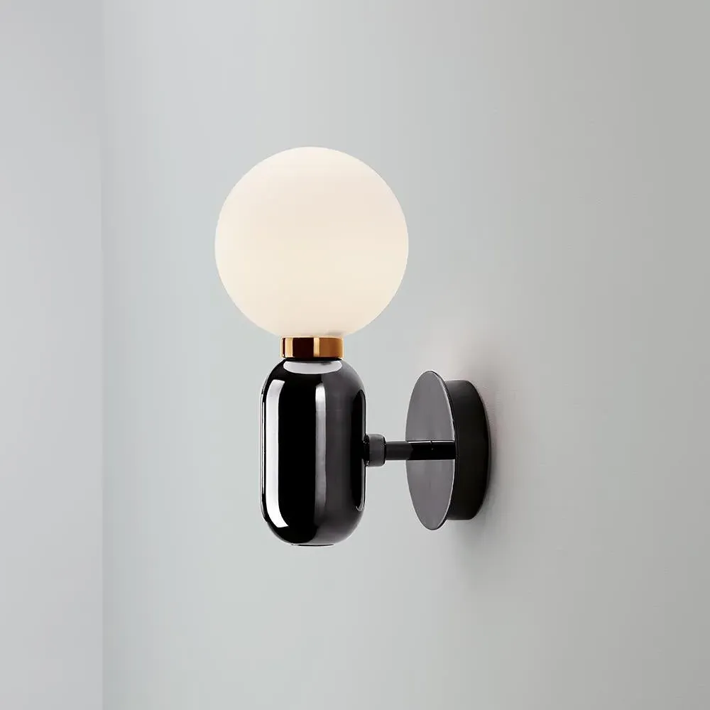 Wall Lamp with Glass Diffuser - Black, Ceramic image