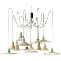 12-Light Cluster Pendant - Natural, Wicker