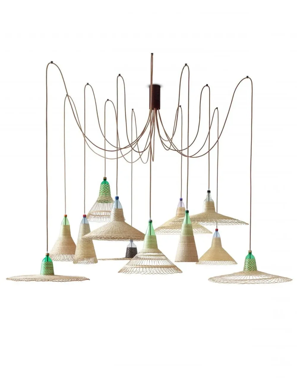 12-Light Cluster Pendant - Natural, Wicker image