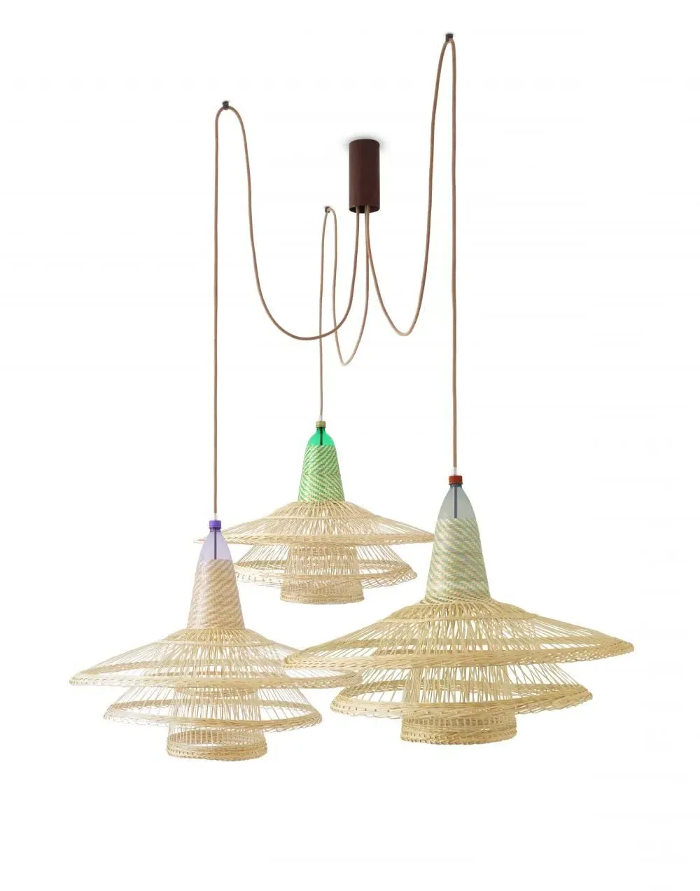 18-Light Cluster Pendant - Natural, Wicker