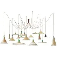 18-Light Cluster Pendant - Natural, Wicker
