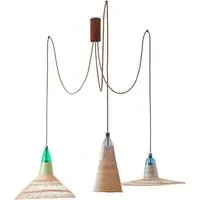 3-Light Cluster Pendant - Natural, Wicker