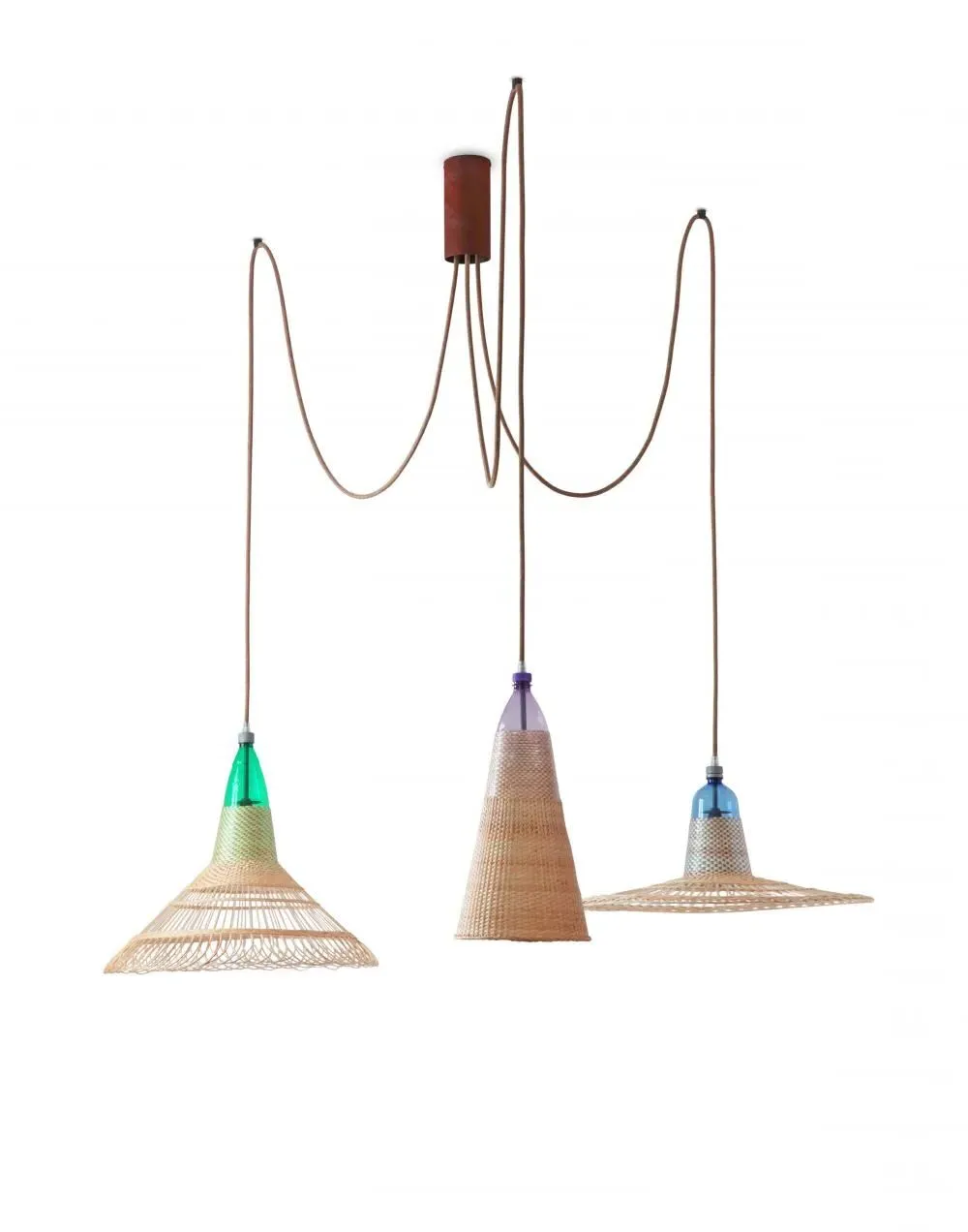 3-Light Cluster Pendant - Natural, Wicker