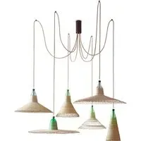 6-Light Cluster Pendant - Natural, Wicker