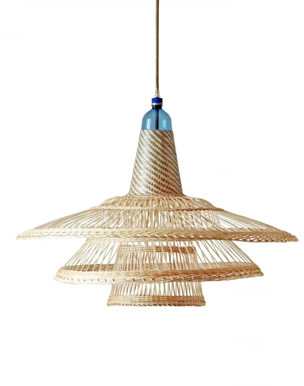 Chimbarongo Triple Pendant Light - Blue, Wicker image