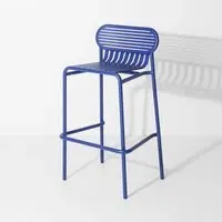 Bar Stool with Slat Design - Blue
