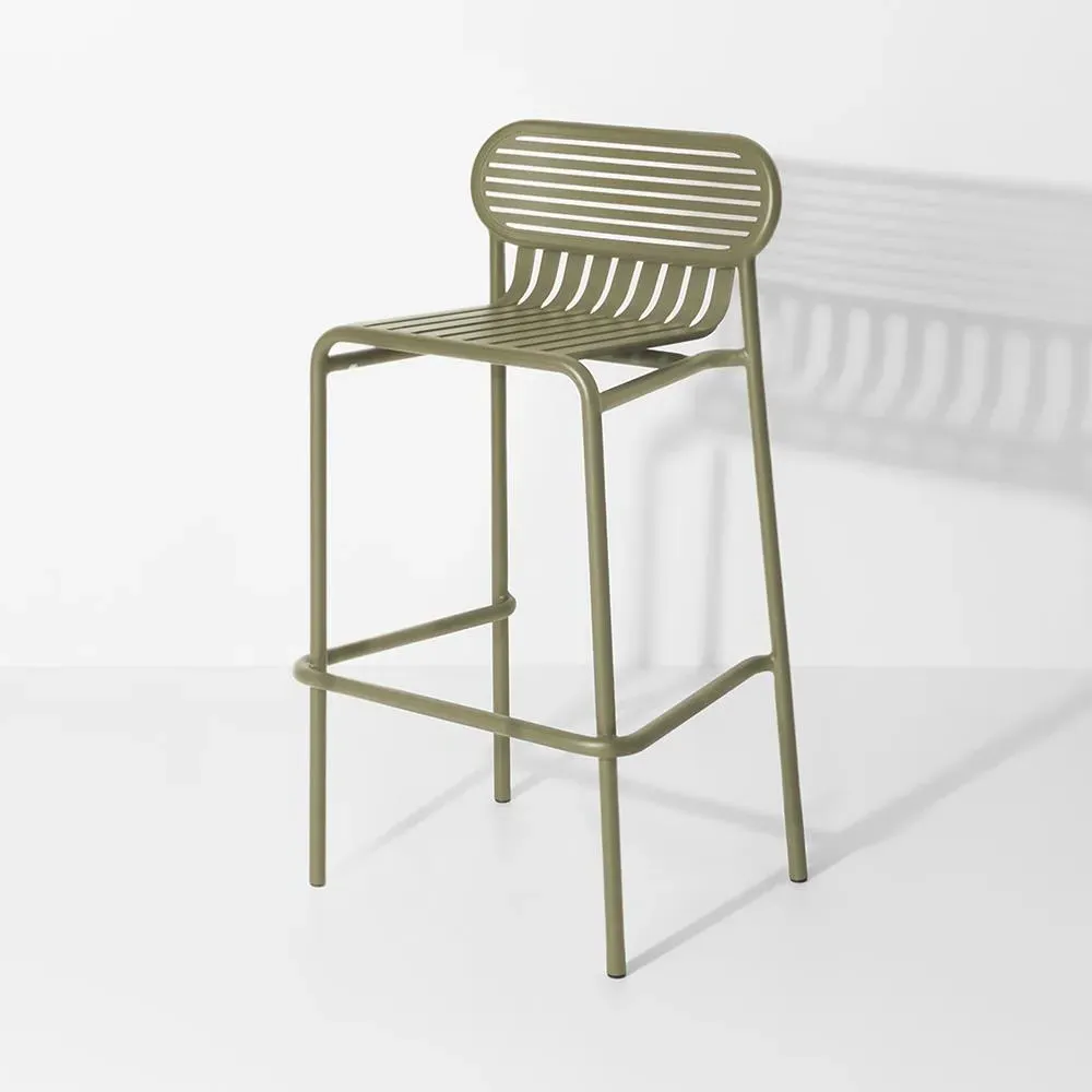 Bar Stool with Slat Design - Blush