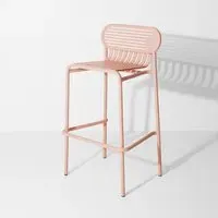 Bar Stool with Slat Design - Blush