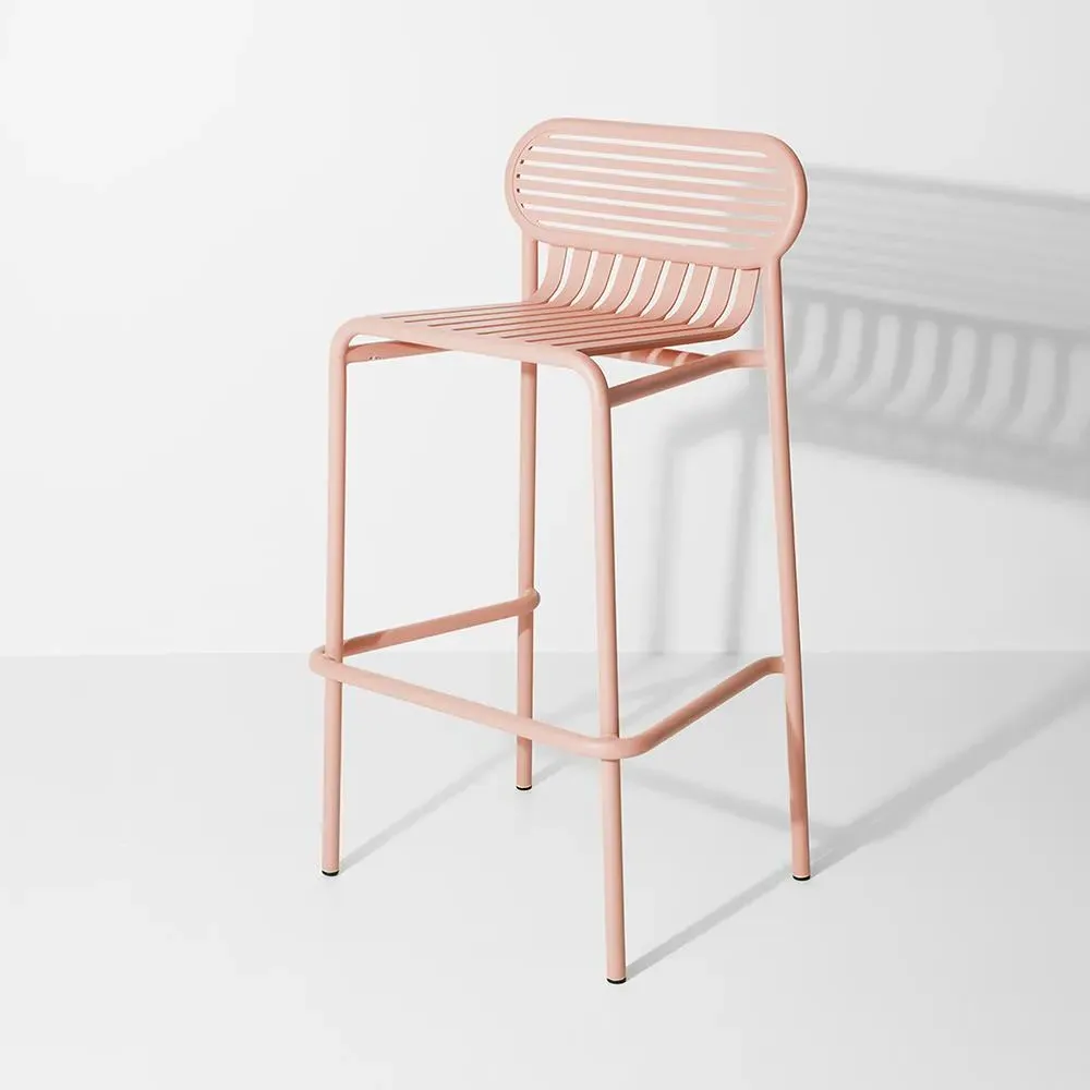 Bar Stool with Slat Design - Blush image