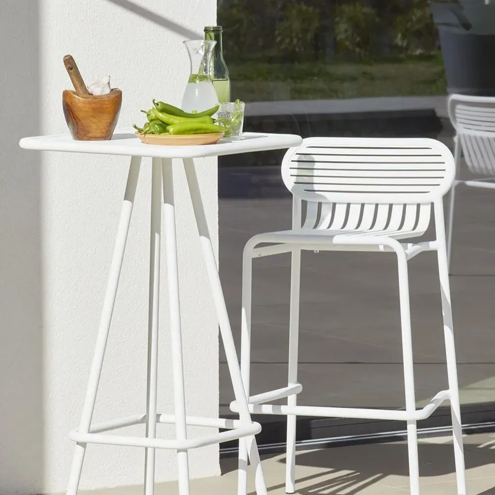 Bar Stool with Slat Design - Glass Green