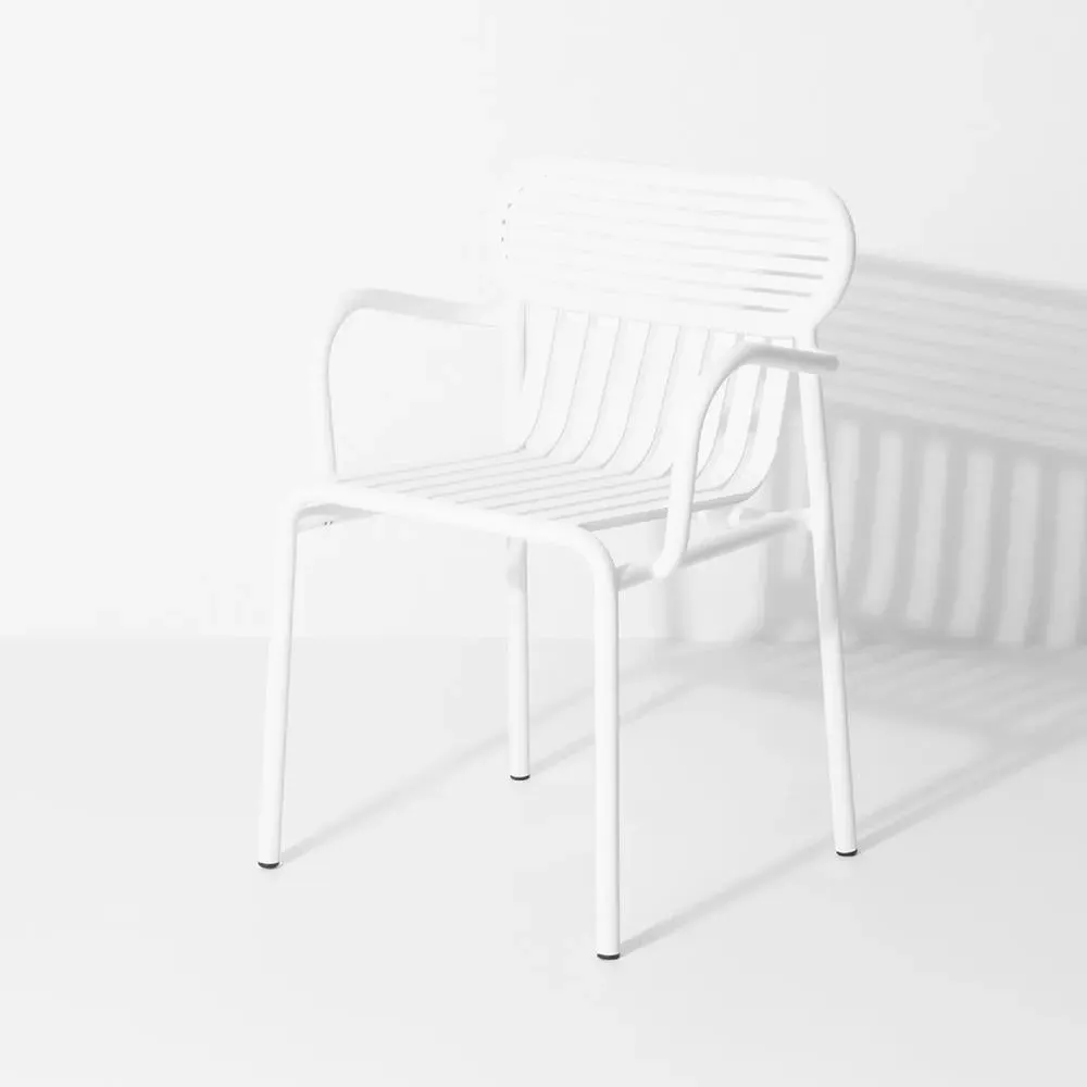 Bridge Chair with Slat Construction - White image
