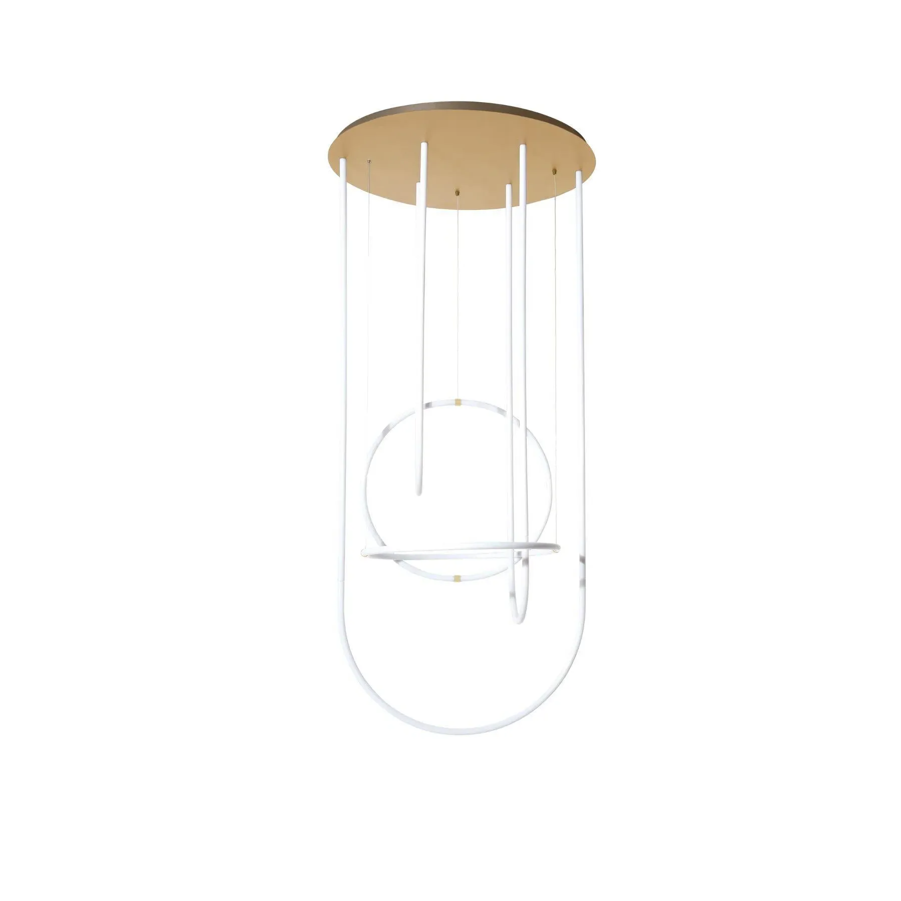 Chandelier with O-Shape Lights - Brass, LED