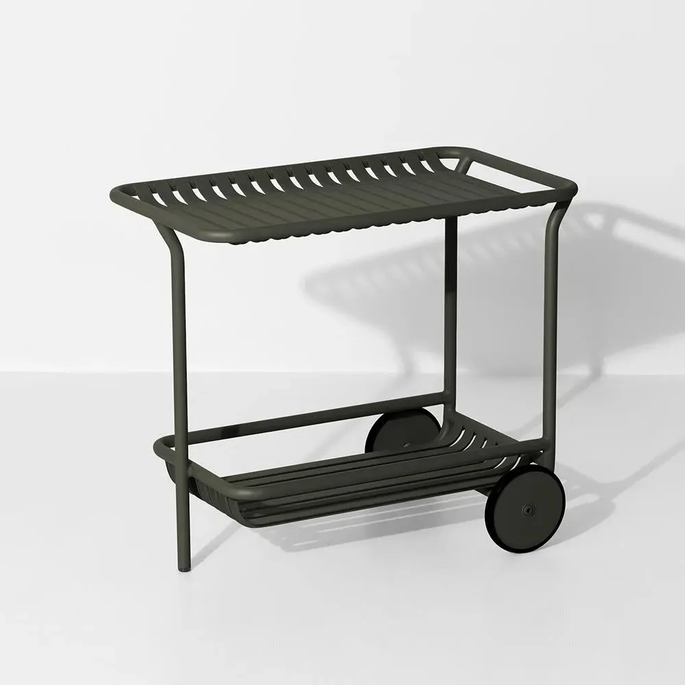 Garden Trolley with Slats - Glass Green, Metal