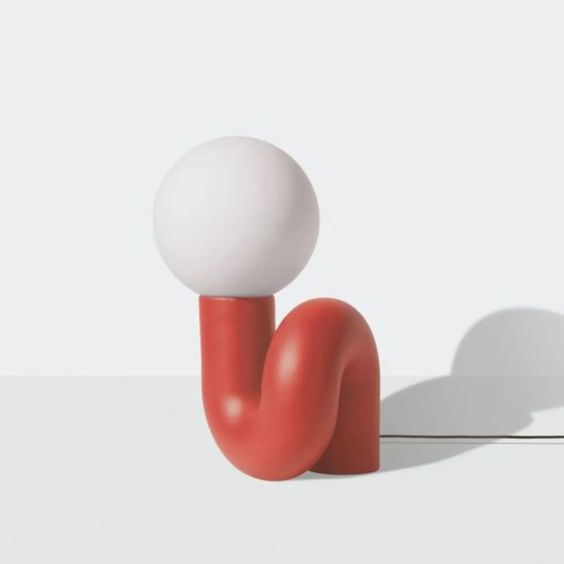 Large Table Lamp with Opaline Glass - Vermilion