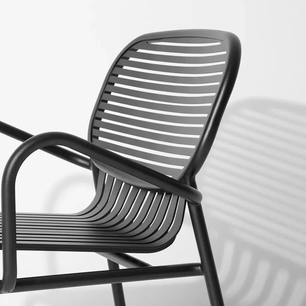 Outdoor Armchair with Slat Design - Terracotta