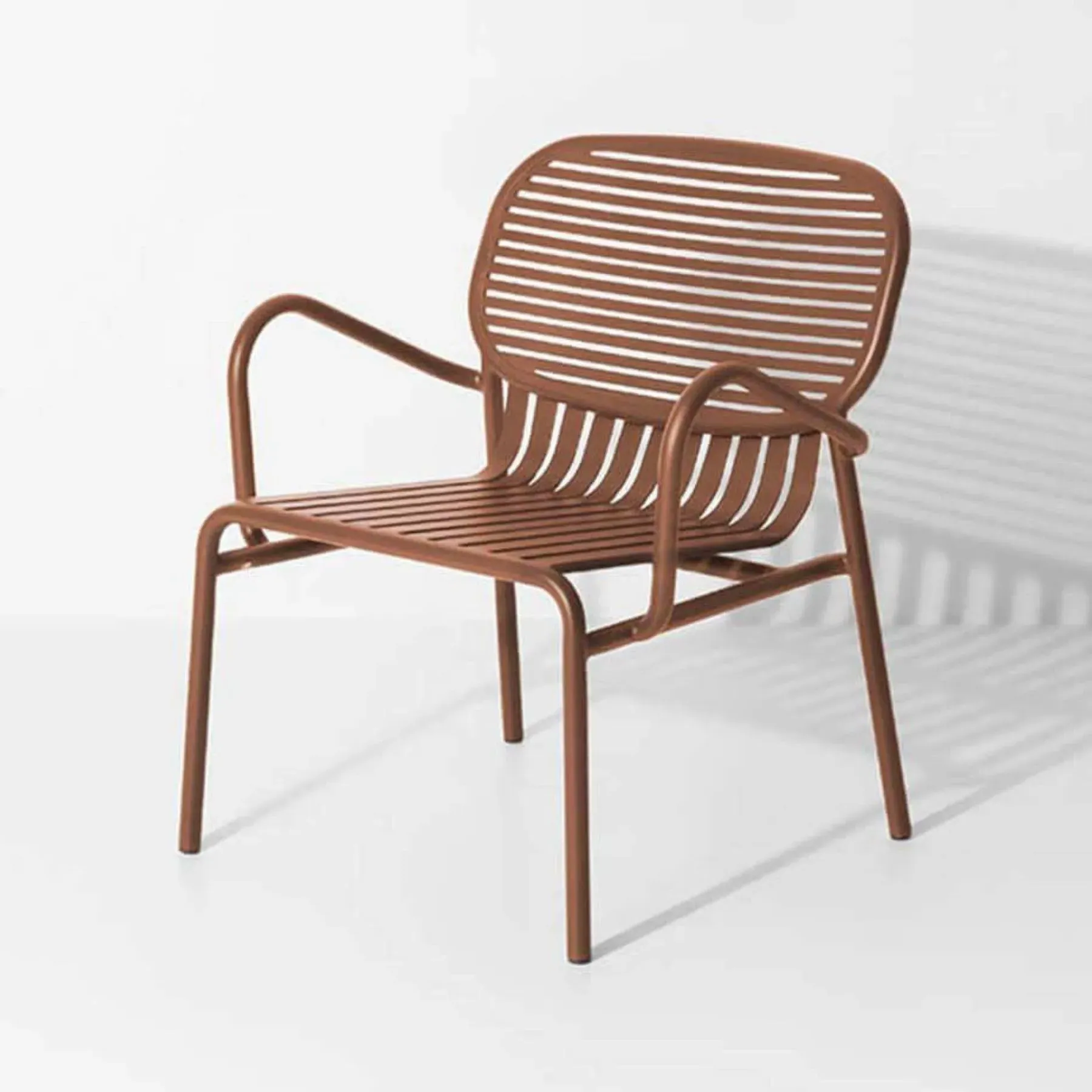 Outdoor Armchair with Slat Design - Terracotta