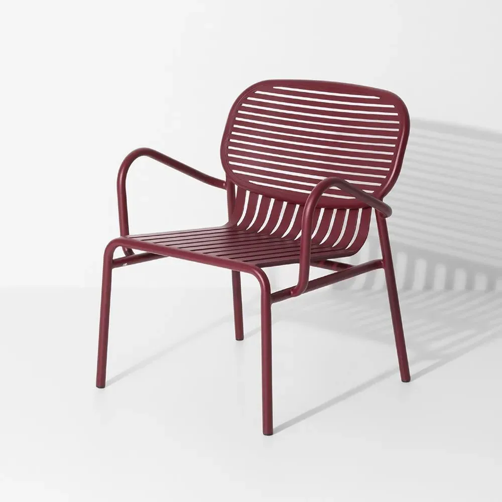 Outdoor Armchair with Slat Design - White
