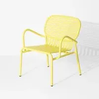 Outdoor Armchair with Slat Design - Yellow
