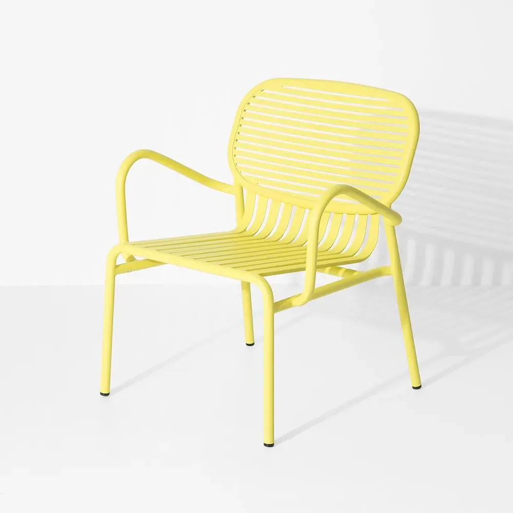 Outdoor Armchair with Slat Design - Yellow