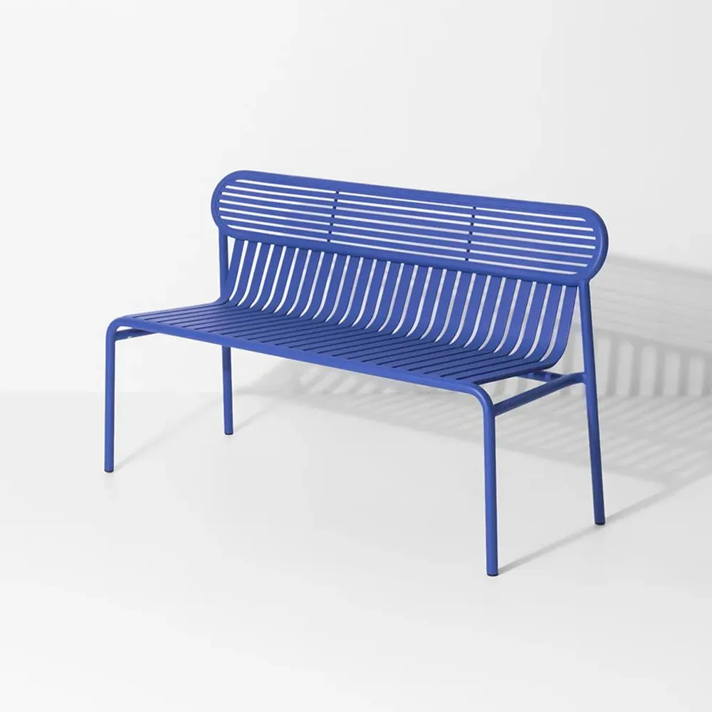 Outdoor Bench with Slat Design - Blue
