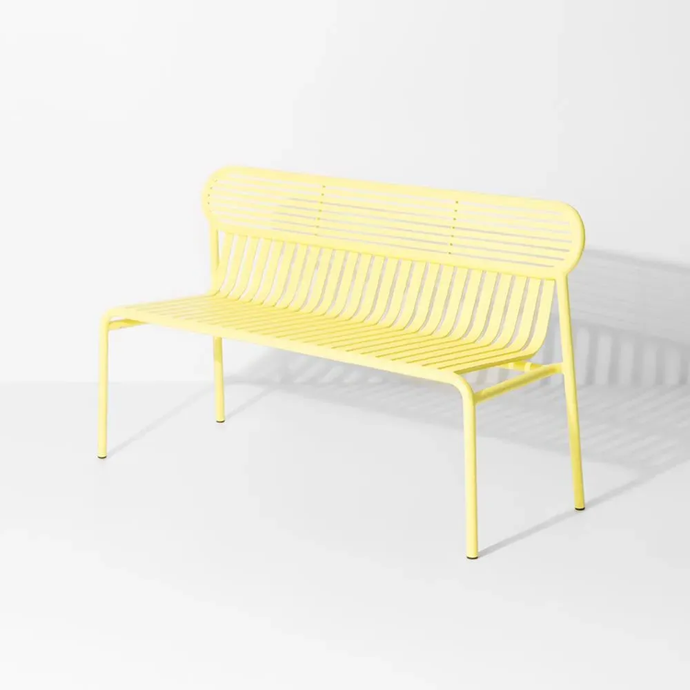 Outdoor Bench with Slat Design - Yellow