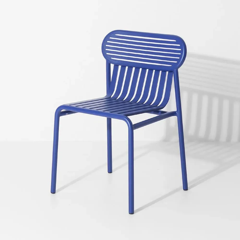 Outdoor Chair with Slat Design - Blue