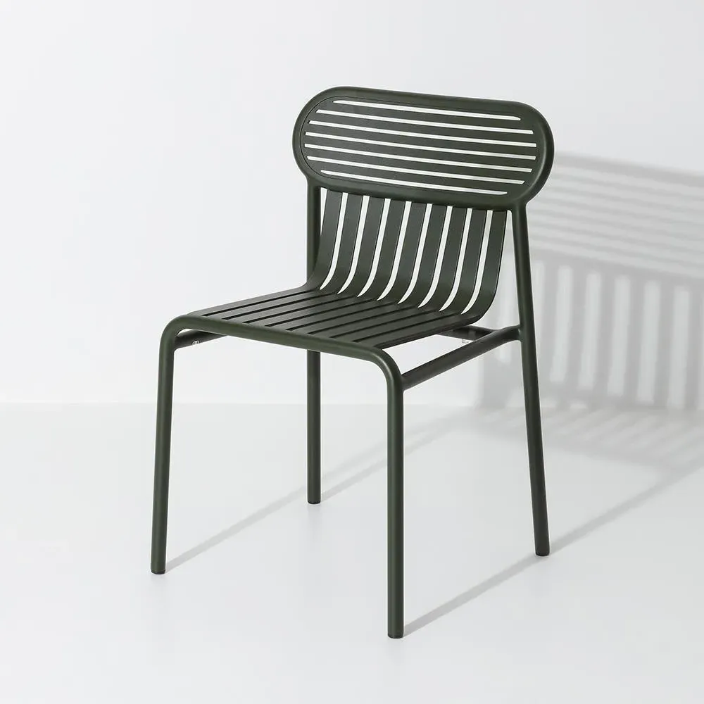 Outdoor Chair with Slat Design - Glass Green