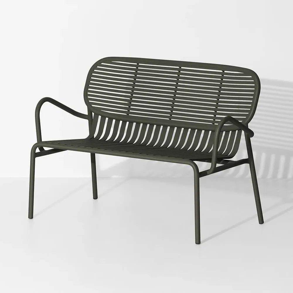 Outdoor Sofa with Slat Design - Glass Green
