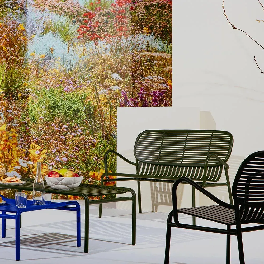 Outdoor Sofa with Slat Design - Jade Green