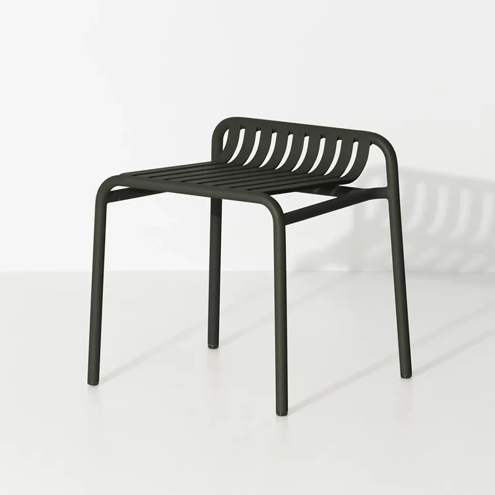 Outdoor Stool with Slat Design - Glass Green