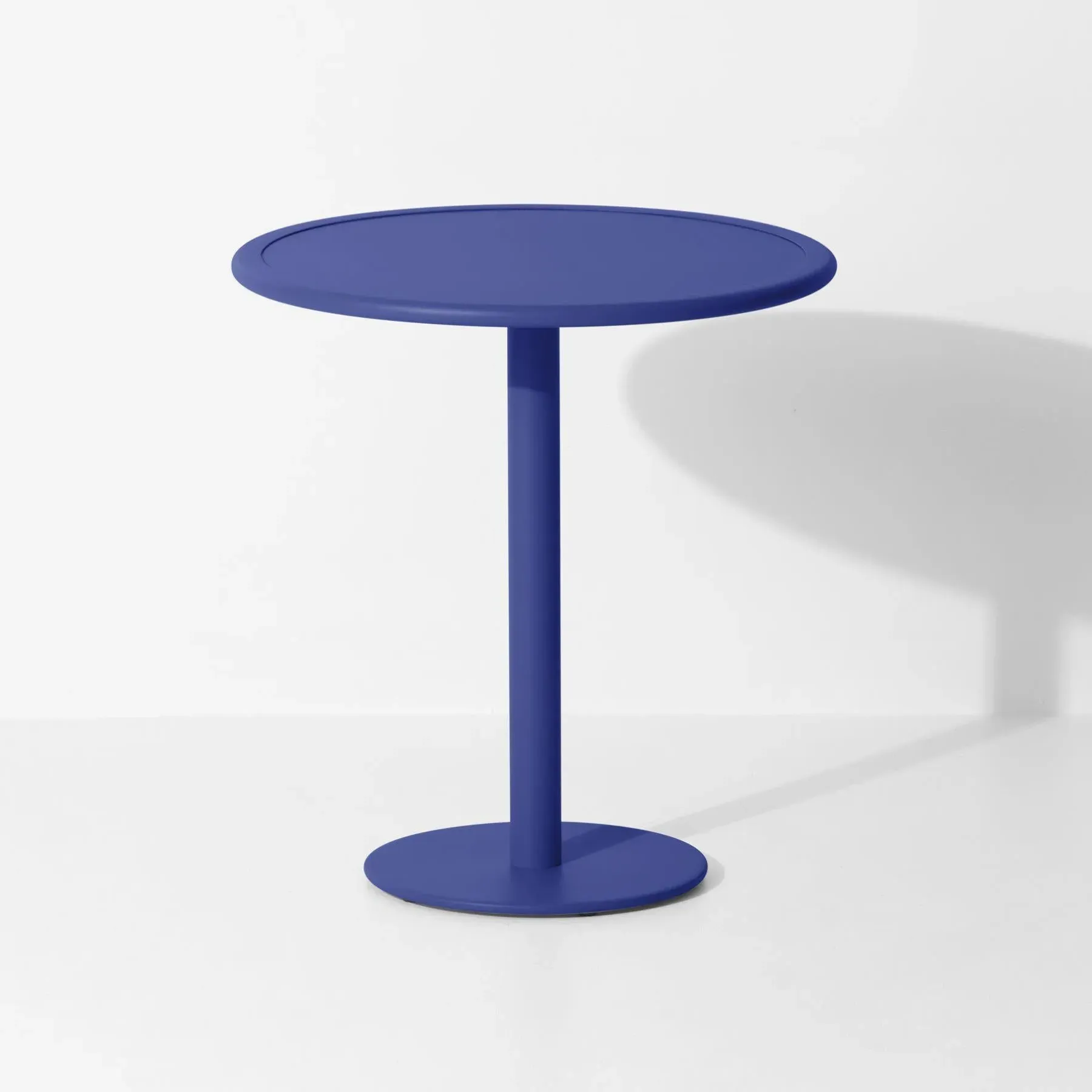 Round Bistro Table with Slat Design - Blue