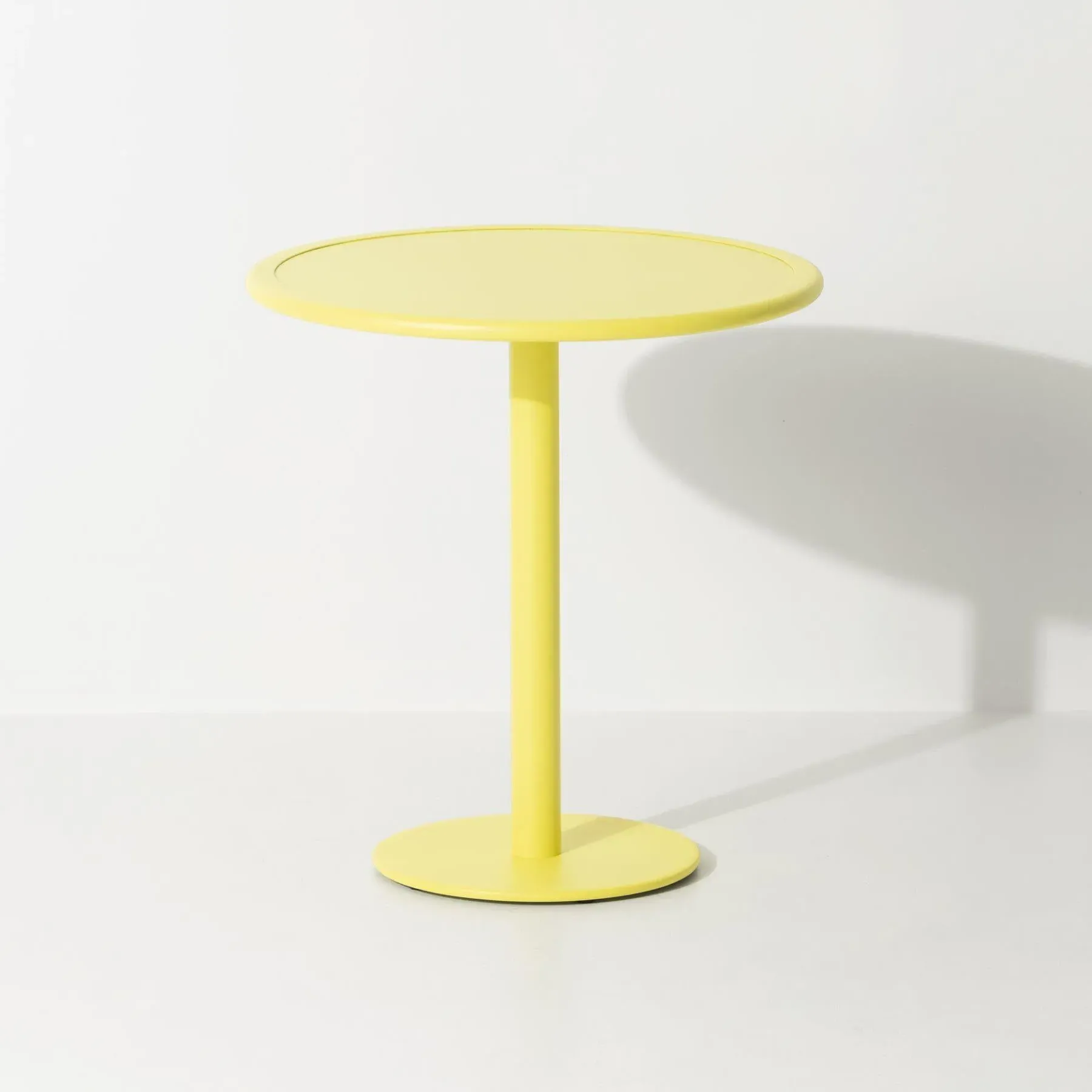 Round Bistro Table with Slat Design - Yellow