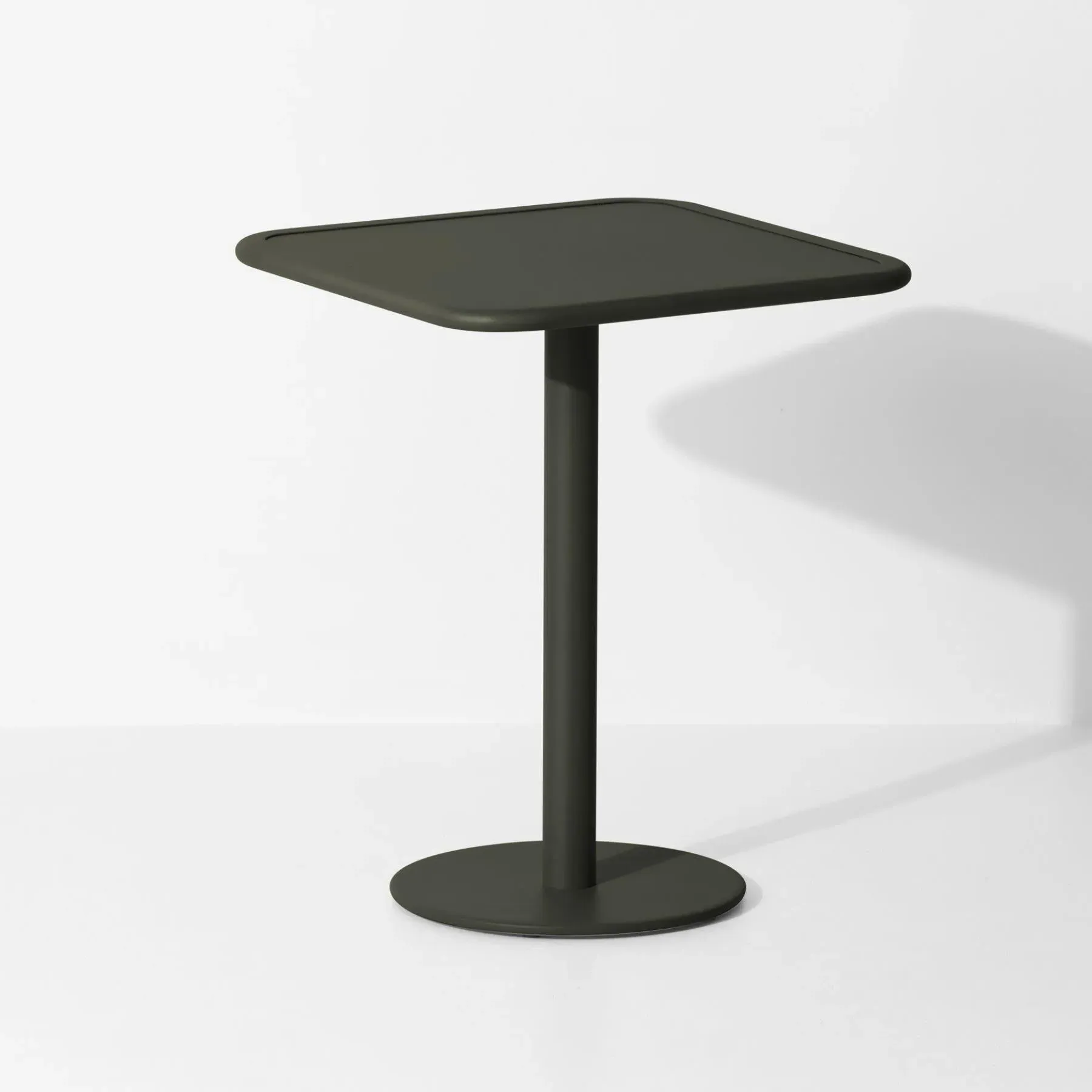 Square Bistro Table - Glass Green, Steel