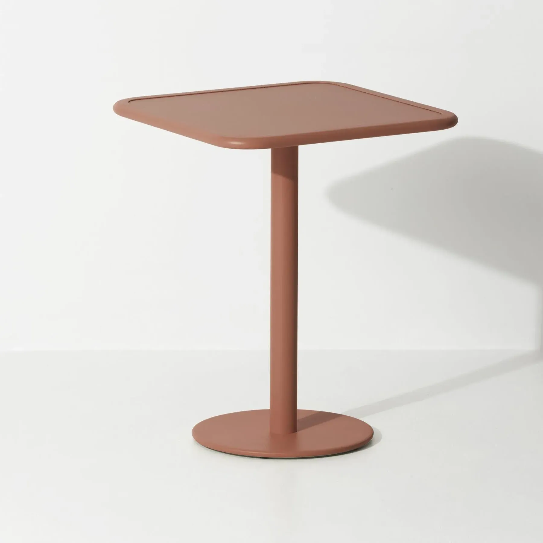 Square Bistro Table with Slat Design - Terracotta