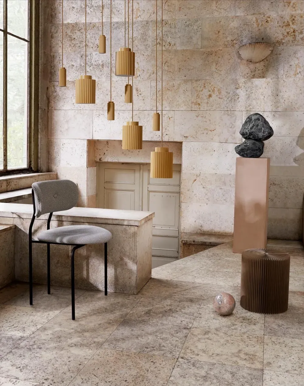 Large Pendant Light - Autumn Leaves, Metal