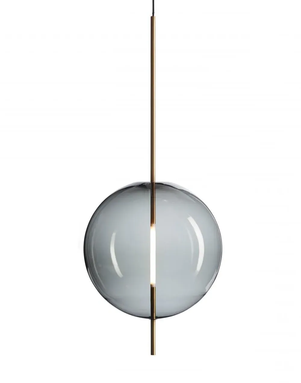 Large Pendant Light with Brass Spear - Brown, Glass