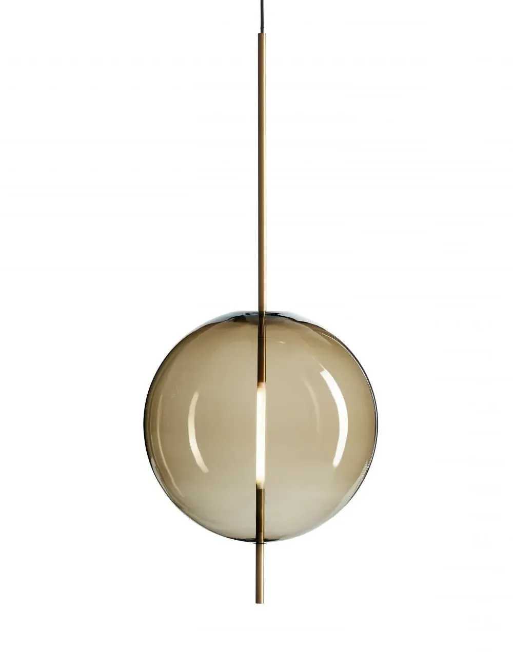 Large Pendant Light with Brass Spear - Brown, Glass